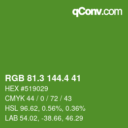 カラーコード: RGB 81.3 144.4 41 | qconv.com