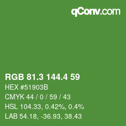 カラーコード: RGB 81.3 144.4 59 | qconv.com