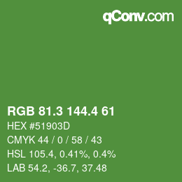カラーコード: RGB 81.3 144.4 61 | qconv.com