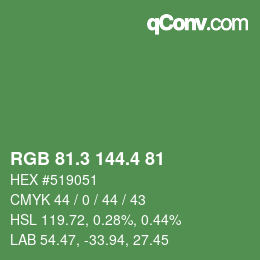 カラーコード: RGB 81.3 144.4 81 | qconv.com