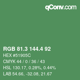 カラーコード: RGB 81.3 144.4 92 | qconv.com