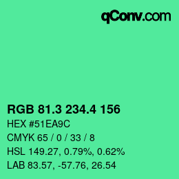 カラーコード: RGB 81.3 234.4 156 | qconv.com