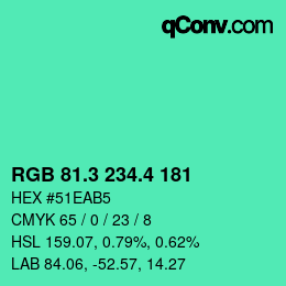 カラーコード: RGB 81.3 234.4 181 | qconv.com