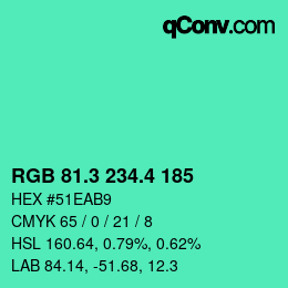 カラーコード: RGB 81.3 234.4 185 | qconv.com