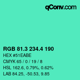 カラーコード: RGB 81.3 234.4 190 | qconv.com