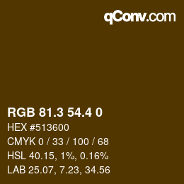カラーコード: RGB 81.3 54.4 0 | qconv.com
