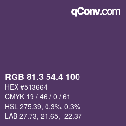 カラーコード: RGB 81.3 54.4 100 | qconv.com