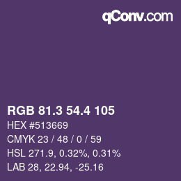 カラーコード: RGB 81.3 54.4 105 | qconv.com