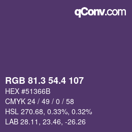 カラーコード: RGB 81.3 54.4 107 | qconv.com