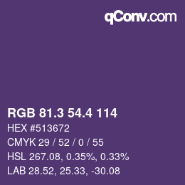 カラーコード: RGB 81.3 54.4 114 | qconv.com