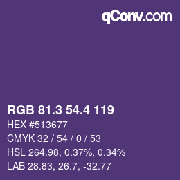 カラーコード: RGB 81.3 54.4 119 | qconv.com