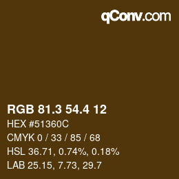 カラーコード: RGB 81.3 54.4 12 | qconv.com