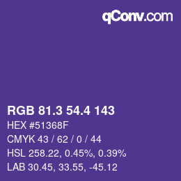 カラーコード: RGB 81.3 54.4 143 | qconv.com