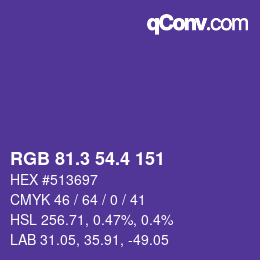 カラーコード: RGB 81.3 54.4 151 | qconv.com