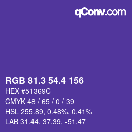 カラーコード: RGB 81.3 54.4 156 | qconv.com