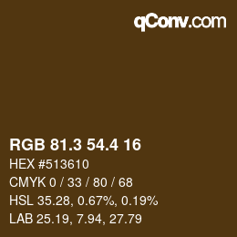 カラーコード: RGB 81.3 54.4 16 | qconv.com