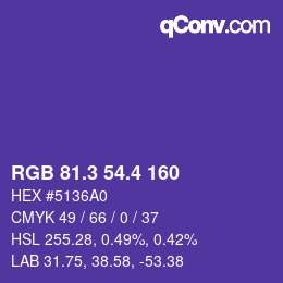 カラーコード: RGB 81.3 54.4 160 | qconv.com