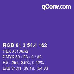 カラーコード: RGB 81.3 54.4 162 | qconv.com