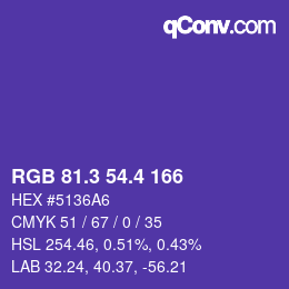 カラーコード: RGB 81.3 54.4 166 | qconv.com