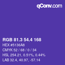 カラーコード: RGB 81.3 54.4 168 | qconv.com