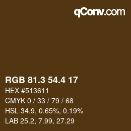 カラーコード: RGB 81.3 54.4 17 | qconv.com