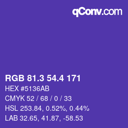 カラーコード: RGB 81.3 54.4 171 | qconv.com
