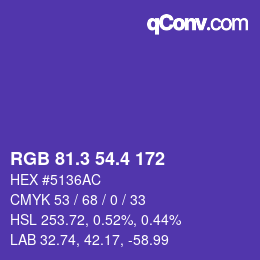 カラーコード: RGB 81.3 54.4 172 | qconv.com