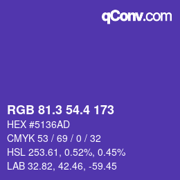 カラーコード: RGB 81.3 54.4 173 | qconv.com