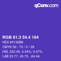 カラーコード: RGB 81.3 54.4 184 | qconv.com