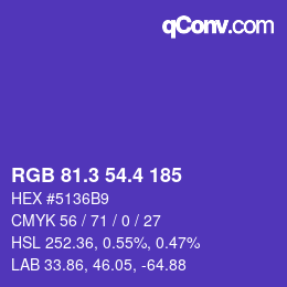 カラーコード: RGB 81.3 54.4 185 | qconv.com
