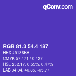 カラーコード: RGB 81.3 54.4 187 | qconv.com