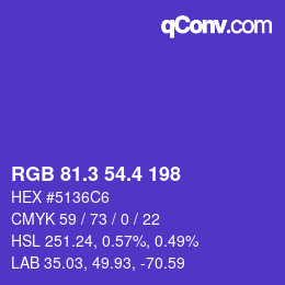 カラーコード: RGB 81.3 54.4 198 | qconv.com