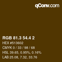 カラーコード: RGB 81.3 54.4 2 | qconv.com