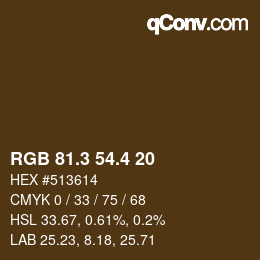 カラーコード: RGB 81.3 54.4 20 | qconv.com