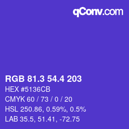 カラーコード: RGB 81.3 54.4 203 | qconv.com
