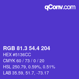 カラーコード: RGB 81.3 54.4 204 | qconv.com