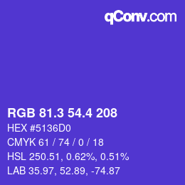 カラーコード: RGB 81.3 54.4 208 | qconv.com