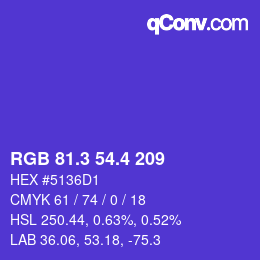 カラーコード: RGB 81.3 54.4 209 | qconv.com