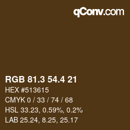 カラーコード: RGB 81.3 54.4 21 | qconv.com