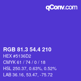 カラーコード: RGB 81.3 54.4 210 | qconv.com