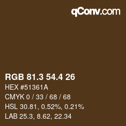 カラーコード: RGB 81.3 54.4 26 | qconv.com