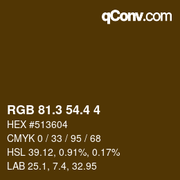 カラーコード: RGB 81.3 54.4 4 | qconv.com