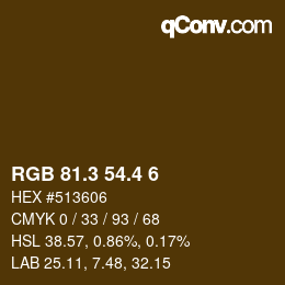 カラーコード: RGB 81.3 54.4 6 | qconv.com
