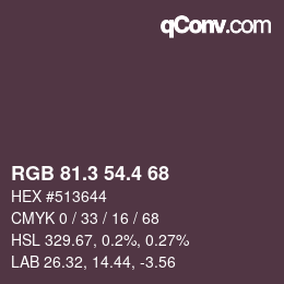 カラーコード: RGB 81.3 54.4 68 | qconv.com