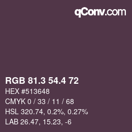 カラーコード: RGB 81.3 54.4 72 | qconv.com