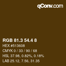 カラーコード: RGB 81.3 54.4 8 | qconv.com