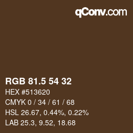 Color code: RGB 81.5 54 32 | qconv.com