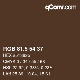 Color code: RGB 81.5 54 37 | qconv.com
