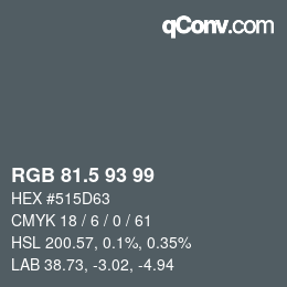 Color code: RGB 81.5 93 99 | qconv.com