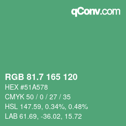 カラーコード: RGB 81.7 165 120 | qconv.com
